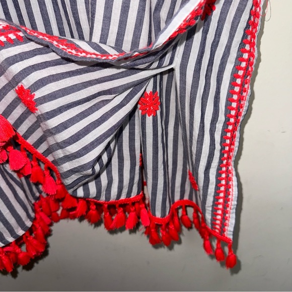 J.Crew Embroidered Tassels Swimwear Cover Up Dress Tunic Size Small Blue Coral - Picture 8 of 11